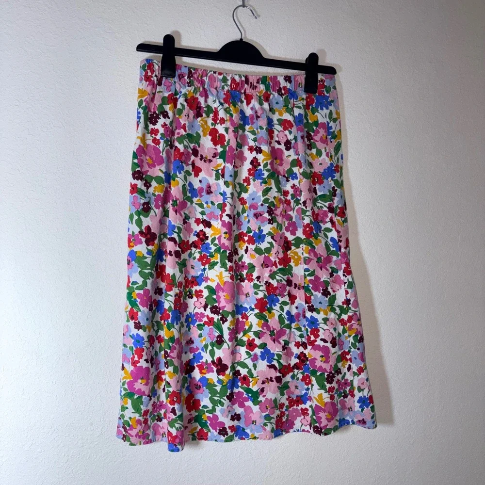 J. Crew Pink Floral Midi Skirt